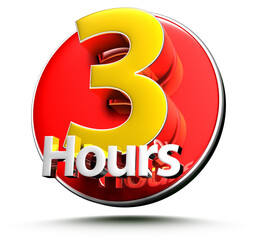3D illustration 3 hours isolated on a white background.(with Clipping Path)