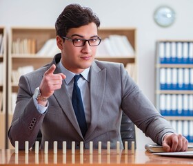 Businessman with dominoes in the office