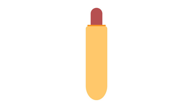 hot dog on white background, vector illustration. vertical bun with a hole, inside a sausage. french hot dog, fast food food from a food truck. quick fast food lunch, hearty high-calorie snack, junk