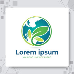 green world logo design. nature earth logo vector