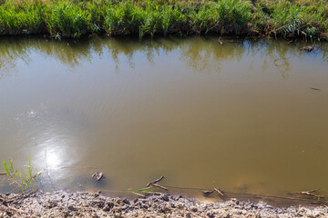 Drainage channel for rainwater on the outskirts of the city