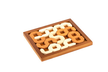 2D Wooden Puzzle Digital puzzle. Copy space.