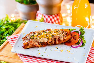 Huge healthy breakfast spread on a table
