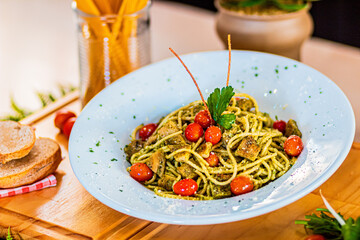 Huge healthy breakfast spread on a table