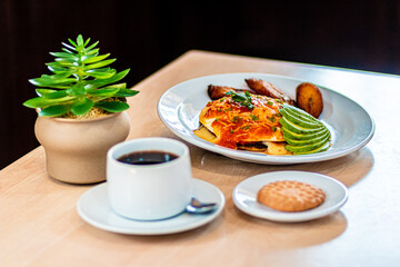 Huge healthy breakfast spread on a table
