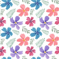 Beautiful colorful floral watercolor seamless pattern
