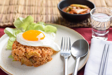 Korean food, Kimchi fried rice with fried egg	
