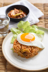 Korean food, Kimchi fried rice with fried egg	
