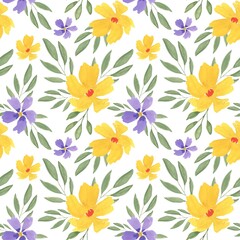 Beautiful colorful floral watercolor seamless pattern