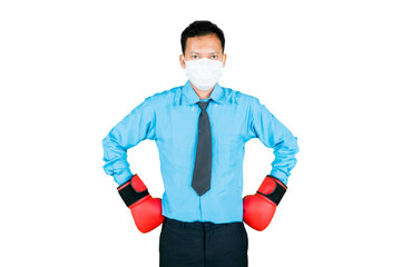 Young businessman ready to fight with coronavirus