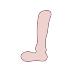 Delicate lilac golf, sock crumpled with folds insulated on a white background in flat style