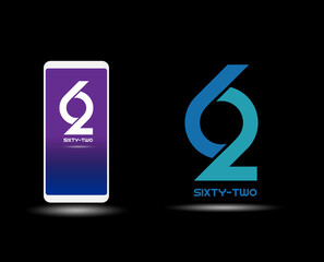 number sixty two logo icon design concept. sign. symbol. mark. identity