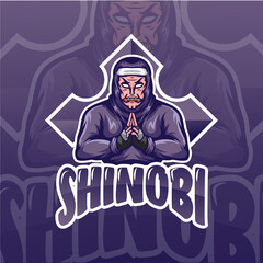 mascot logo of evil ninja with rolls of jutsu