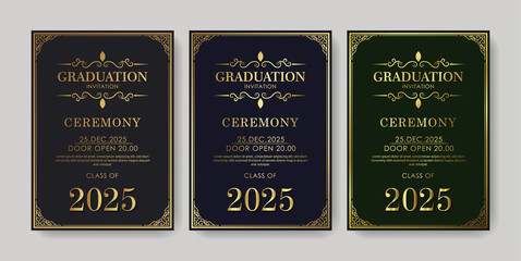 Elegant graduation invitation template with ornament