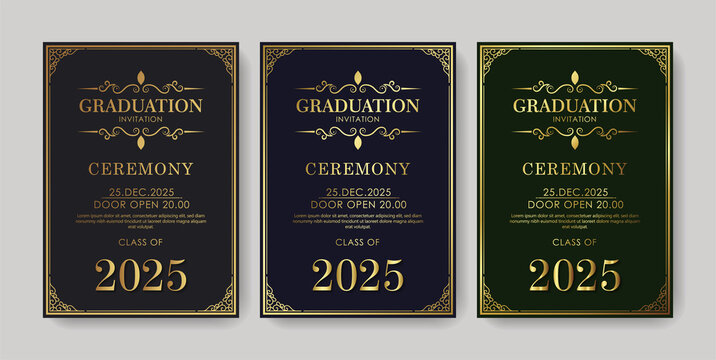 Elegant graduation invitation template with ornament