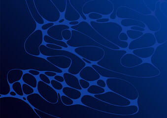 Dark blue gradient background with fluid grid elements.