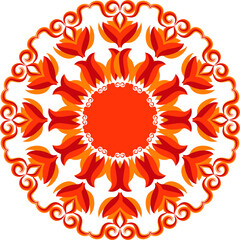Fototapeta na wymiar Beautiful Mandala.Red color illustration,Mandalas for coloring book,Round gradient mandala on white isolated background. Mandala with floral patterns. Yoga template, Mandala with floral patterns. 