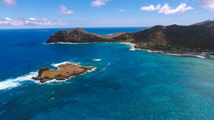 Aerial  Makapuu, East Oahu coastline, Hawaii