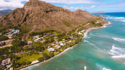 Aerial photography of Diamond Head
, Honolulu coastline, Oahu, Hawaii
