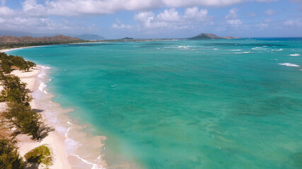 Aerial photography of Kailua bay, Oahu, Hawaii