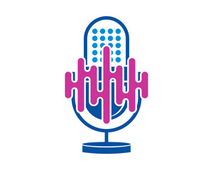 Microphone with sound wave logo