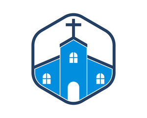 Church inside the hexagon shape