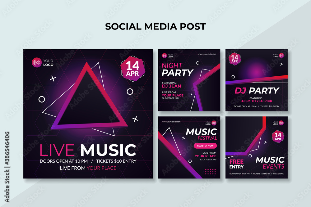 Wall mural live music social media post template