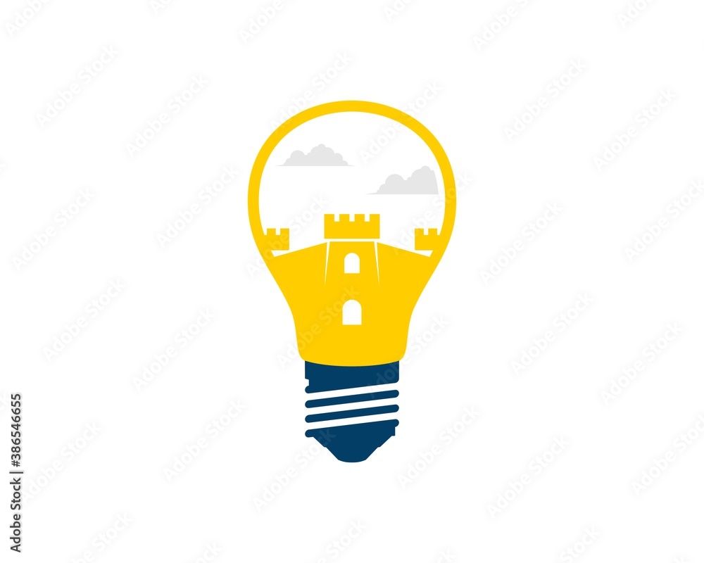 Poster modern bulb with fortress inside