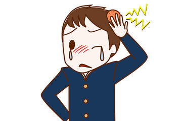 ぶつけてたんこぶが出来た男子学生