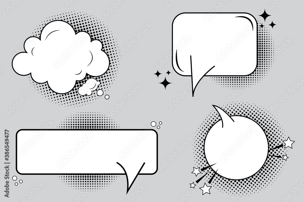 Poster vector illustration of speech bubbles. gray conversation icons. a set of clouds for chat. stock imag