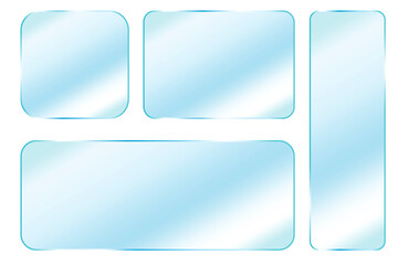Blue clean glass plates. Vector texture of transparent plastic shapes. Stock image. EPS 10.