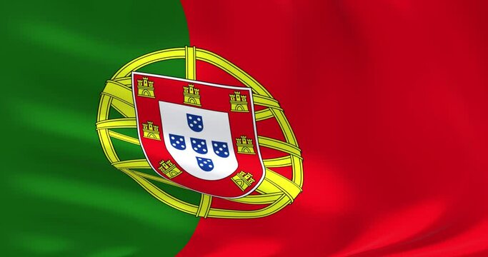 Flags of the world - flag of Portugal. Waved highly detailed flag animation.