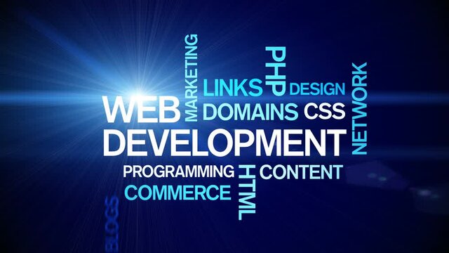 4k Web Development Animated Tag Word Cloud;Text Design Animation;Kinetic Typography.
