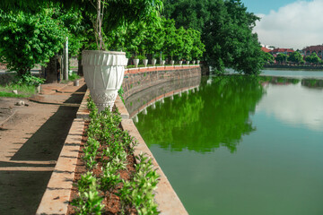 fountain in the park of palace