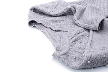 Gray knit sweater On a white background