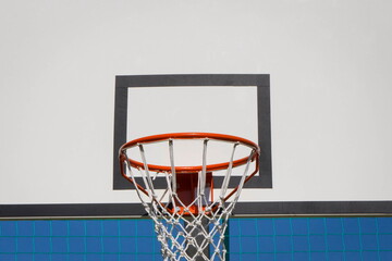 Basketball board with hoop. Sport and recreation time