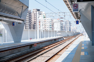 Fototapeta premium TAIWAN, TAICHUNG CITY, Oct 15th, 2019 - A scene in railway station