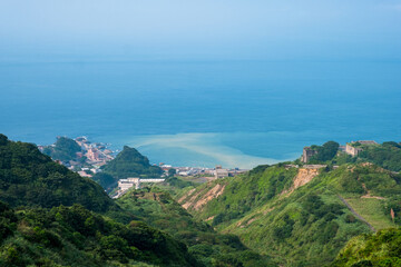 Fototapeta na wymiar Panoramic View of The Beautiful Coastline, Yinyang Sea, Geographic Park, New Taipei City