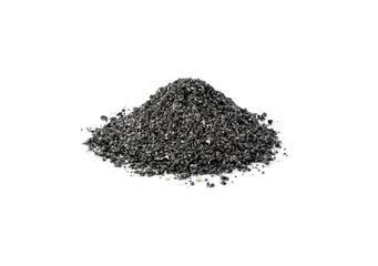 Black Sesame powder on white background