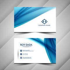 Beautiful blue wavy Business card design template