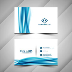 Naklejka premium Modern elegant blue wave Business card template
