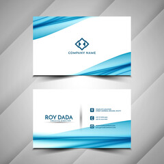 Abstract stylish Business card blue wave design template