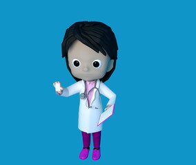 スマホを持つ女の子の医師