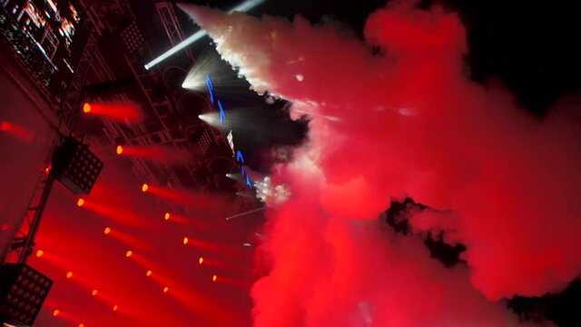 Co2 release at festival / party at night in slow motion - Crazy party footage