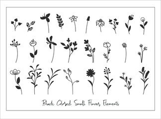 Black Colored Small Flower Elements