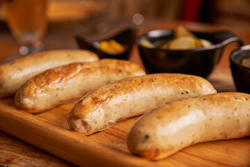 German sausages platter in rustic restaurant