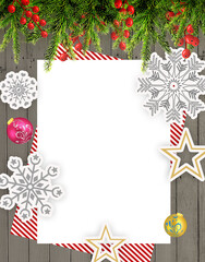 クリスマス　ツリー　フレーム　クリスマス背景　雪の結晶　イルミネーション