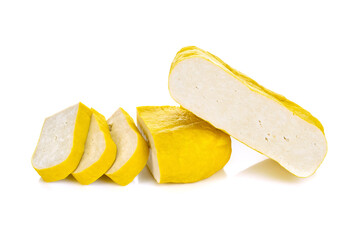 Yellow Tofu isolated on white background.
