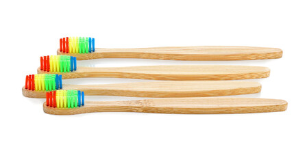 colorful bamboo toothbrush on a white background