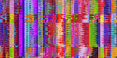 Colored Dirty Crimp Fence Glitch Art Backdrop. Distorted Geometric Surface. Abstract grunge...